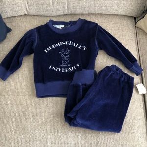 BLOOMINGDALE’S Blue Velour Vintage Baby Set 12M